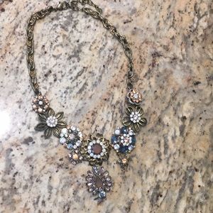 Flower gem statement necklace